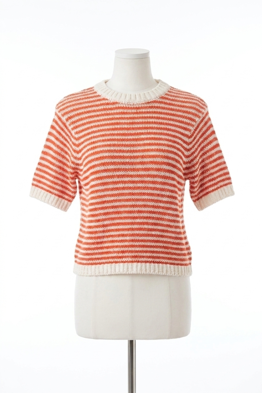 NEW WHITE + WARREN luxe organic cotton t shirt in ecru/sunset orange